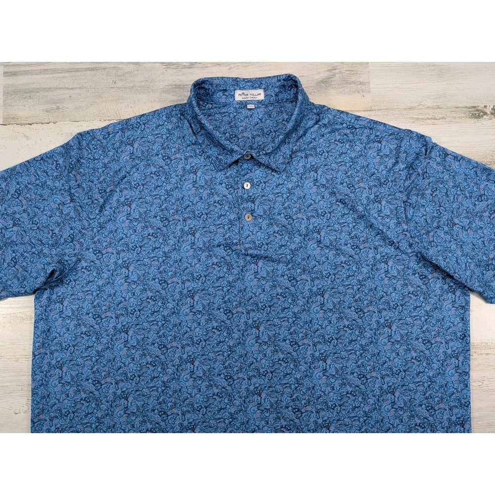 Peter Millar Polo Shirt Mens XXL 2XL Summer Comfort Musical Guitars AOP